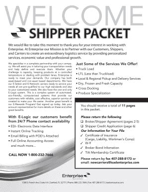 CAROLINA TRANSPORT SOLUTIONS LLC. . Freight broker shipper packet template
